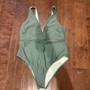 Cupshe dark green mesh cut out one piece swimsuit